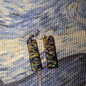 Multicolor dangle earrings, square earrings, colorful earrings